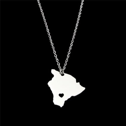 Europe And The United States Hot Selling Jewelry, Stainless Steel Map Of Hawaii Pendant Necklace