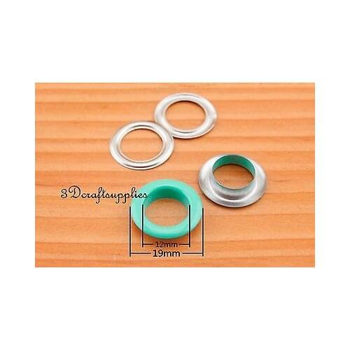 Eyelets metal with washer grommets light green round 60 sets 12 mm CK70