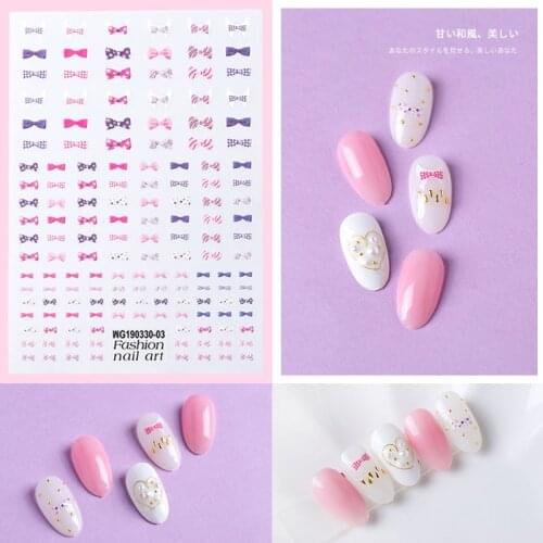 Small Fresh Manicure Bow Stickers Nail Stickers Young Girls Back Stickers Naked Red Book Hot Sale