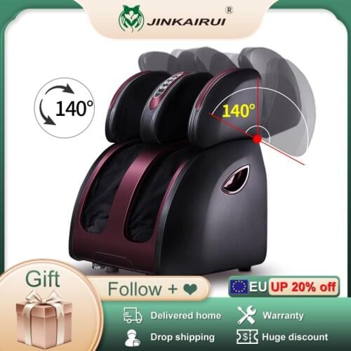 Jinkairui Electric Black Foot Massager Airbags Heat Leg Calf Shiatsu Massage Machine For Pain Relief Promote Blood Circulation