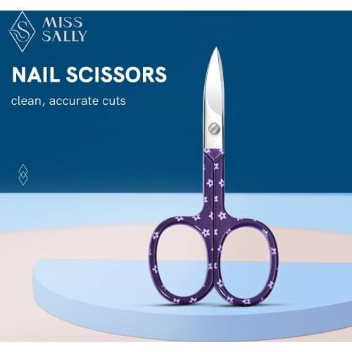 Miss Sally Nail Scissors Blade Curved Professional Fingernails Scissors Stainless Steel Precision Small Nail Scissors