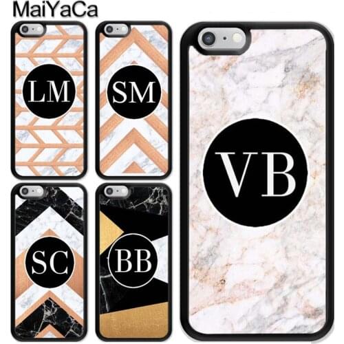 MARBLE PERSONALISED GOLD Custom Initials Case For iPhone 12 Mini 11 Pro MAX X XR XS MAX SE 2020 6S 7 8 Plus 5s Cover