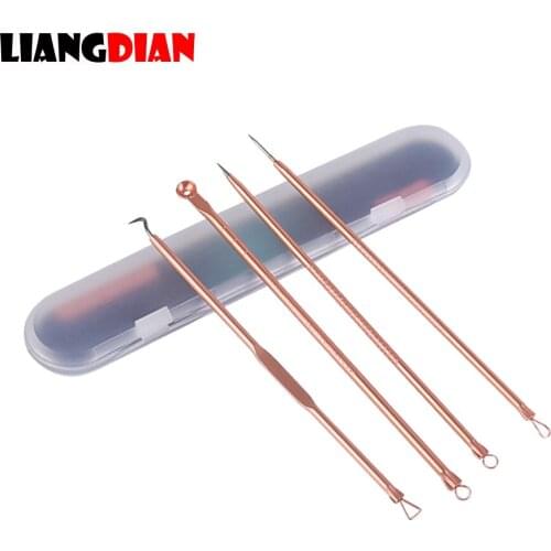4PCS/Set Acne Blackhead Comedone Pimple Remover Needles Extractor Tools Kit Set Spoon Face Skin Care Needles Facial Pore Cleaner