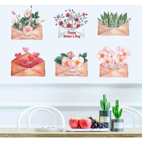 Wall Sticker Painted Flower Envelopes Pattern Diy Bedroom Decoration Living Room Porch Decorative Stickers