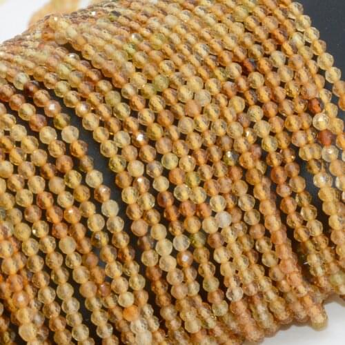 Natural Clean Quality Yellow Tourmaline Faceted Round Beads 2.2mm