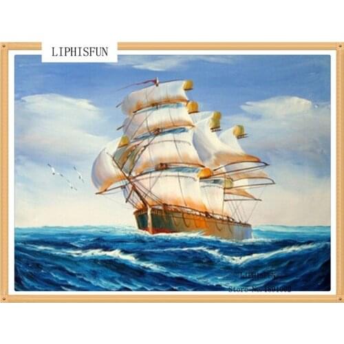 Ocean Sailboat Seagull Diamond Embroidery Diy Diamond Square Drill Rhinestone Pasted Crafts Needlework Home Decoration