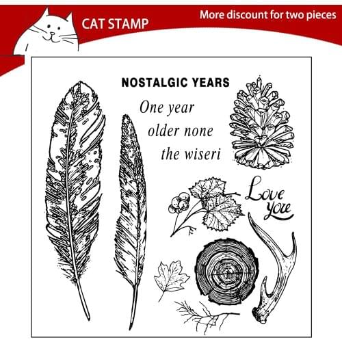 Feather / Annual ring / Pinecones Clear Stamps For Scrapbooking Card Making Photo Album Silicone Stamp DIY Decorative Crafts