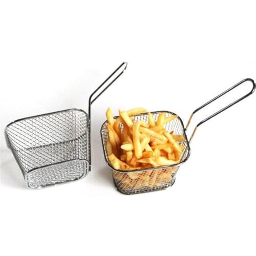 Portable Stainless Steel Chips Mini Frying Basket Strainer Fryer Kitchen Cooking Chef Basket Colander Tool French Fries Basket