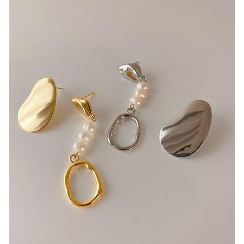 Origin Summer French Hollow Irregular Geometrical Dangle Earring for Women Asymmetric Metallic Earring Jewellery Accessories