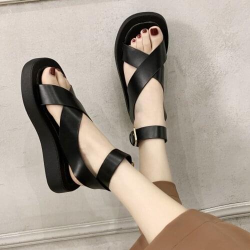 HOT Womens Sandals 2021 Summer Solid Color Comfortable Female Beach Shoes Chunky Sandals For Woman Non-Slip Shoeghn6