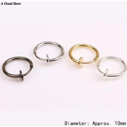 1Pc Fashion Punk Clip On Fake Piercing Nose Lip Hoop Rings Earrings 4 Colors Drop Shipping Free Shipping