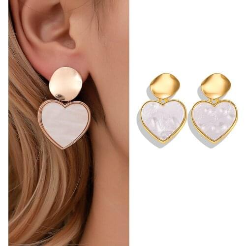 Heart earrings gold vintage earings luxury kolczyki brincos feminino pendientes for women dangle acrylic aretes accesorios