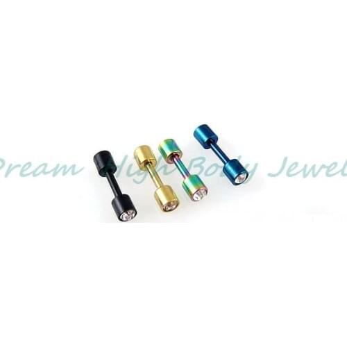 Titanium Earring Stud Barbell Bone Double Gem Stone Crystal Ear Ring Nail Beautiful Jewelry For Women Girl 50pair/lot 4mm Ball