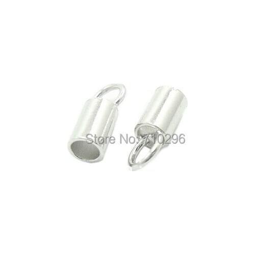 Solid Sterling 925 Silver findings 50pcs/lot 925 silver leather clasp 2x5mm cord end clasp