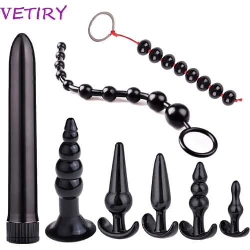 VETIRY 8 Pcs Bullet Vibrator Anal Plug Set Butt Plug Anal Bead Vibrating Prostate Massager Sex Toys For Women Couples G-spot