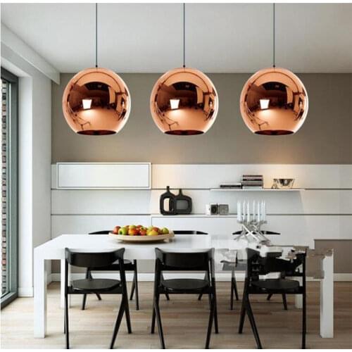 Modern Style Mirror Glass Ball Pendant Lights Copper Color Globe Lamp Pendant Light Modern Lighting Fixtures 1piece