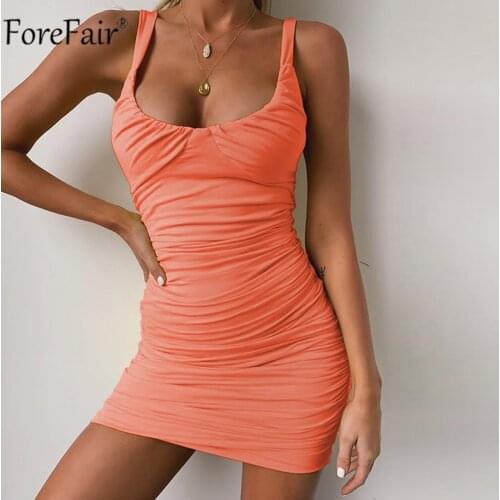 Forefair Backless Sexy Bodycon Mini Dress Women Summer Tank Dress White Black Party Dress