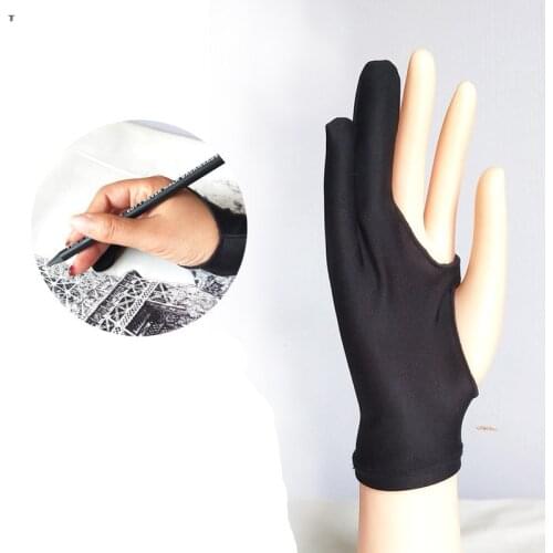 New 1pcs Black 2 Finger Anti-fouling Glove,for Right and Left Hand Artist Drawing for Any Graphics Drawing Tablet Pen Refill