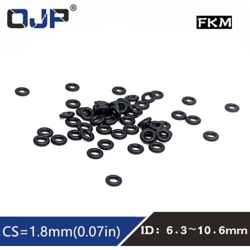 10PCS Fluorine rubber Rings Black FKM O ring Seal 1.8mm Thickness ID6.3/7.5/7.65/8/8.5/9/9.25/10/10.6mm O-Ring Seal Gasket Oil