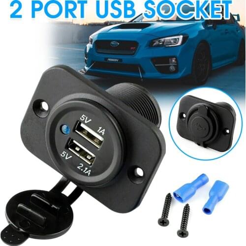 12V Car Cigarette Lighter Socket Panel Dual USB Power Adapter Charger Plug Splitter Waterproof Car Charger For Car Motorcycle