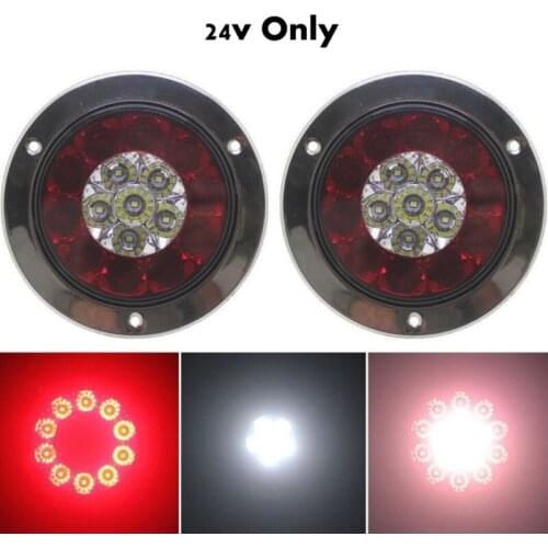 MK-127 Round 16LED Truck Trailer Cargo Tail Stop Brake Taillights Running Turn Signal Lights Waterproof 12-24V 2 Pieces