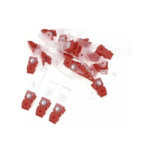 20 Pcs Plastic ID Card Name Tag Holder Badge Strap Clip Red Clear