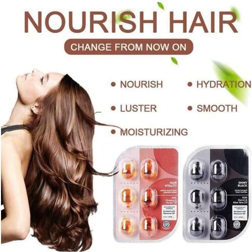 6Pcs Portable Vitamin Oil Repairing Silky Treatment for Dry Hair Care Capsule