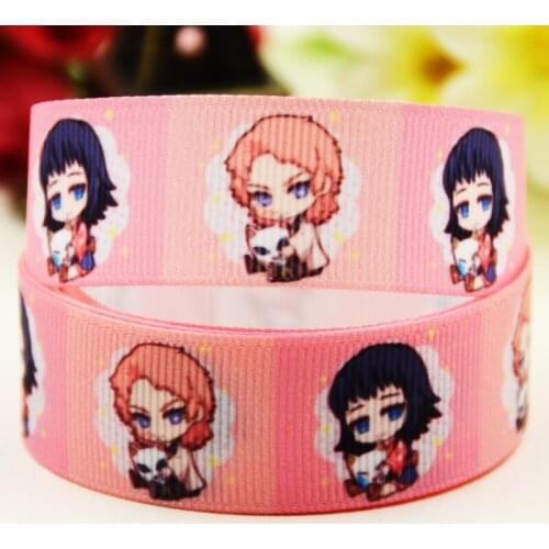 22mm 25mm 38mm 75mm Kimetsu no Yaiba Cartoon printed Grosgrain Ribbon party decoration 10 Yards X-03049