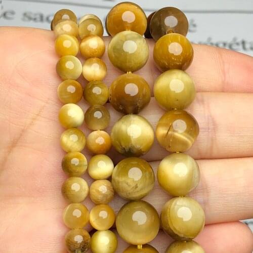 AAA+ Golden Yellow Tiger Eye Stone Natural High Quality Beads Loose Round Beads For Jewelry Making Diy Charm Bracelet 6/8/10MM