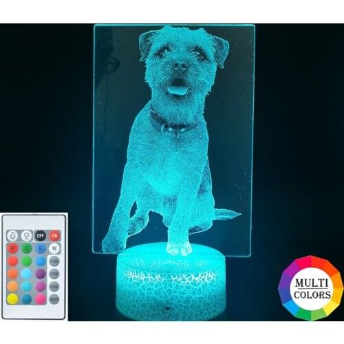 Acrylic 3D Illusion Picture Lamp Pet Dog LED Night Light Border Terrier Bluetooth Base Child Room Decor Gift Smart Phone Control