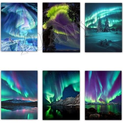 Full Square Drill 5D Diamond Painting Scenery 3D Diamond Embroidery Aurora Cross Stitch Home Decor