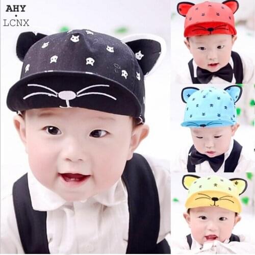 Baby Baseball Cap Summer Childrens Caps Cute Cartoon Cat Ears Mesh Child Girls Boy Hats Kids Soft Brim Autumn Cotton Prints Hat
