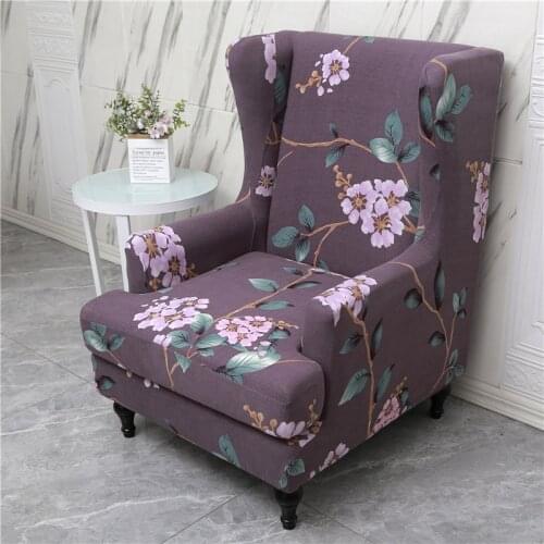 Bohemia Wingback Chair Cover Spandex Wing Back Chair Slipcover Home Elastic Armchair Protector Covers Funda Para Butaca 1 Plaza