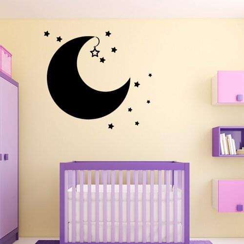 Large Moon and stars Wall Sticker Fashion Wallsticker For Beauty salon Decoration Vinyl Decals muursticker