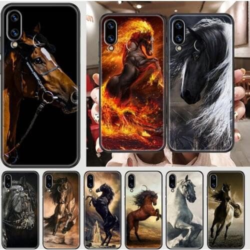 Galloping horse Phone case For Huawei Honor 6 7 8 9 10 10i 20 A C X Lite Pro Play black fashion cover pretty hoesjes soft Etui