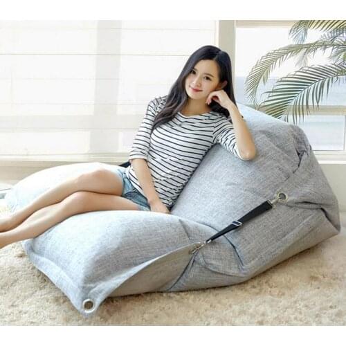 Cover only No Filler- linen fabric indoor bean bag chair, living room beanbag sofa lounger, relax beanbag cushion sack
