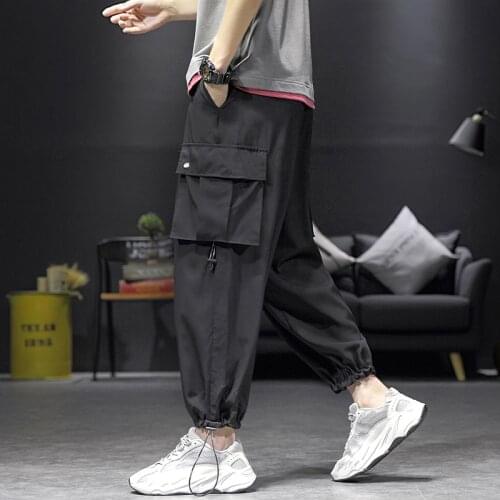Mens Multi Pockets Cargo Harem Pants Hip Hop Joggers Harajuku Pants Streetwear Male Casual Joggers Track Trousers Dropshiping