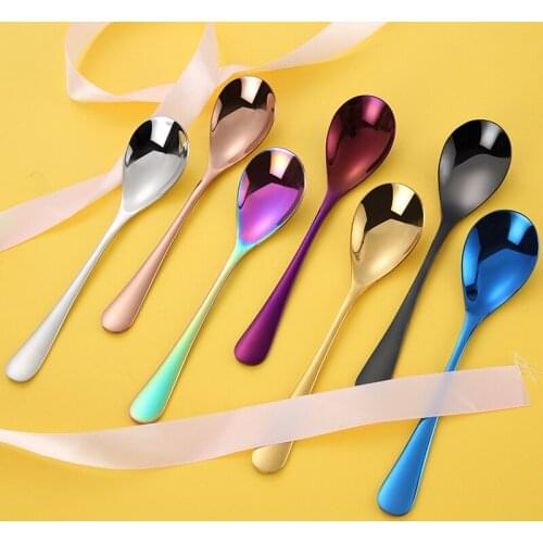 304 Stainless Steel Coffee Stirring Spoon Round Shape Dessert Ice Cream Honey Spoon Honey Dipper Kitchen Accessories Scoop Spoon