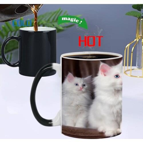 Creative Lovely Cat Color Changing Cup Thermal Response Temperature Sensing Ceramic Breakfast Coffee Milk Tea Mug Fun Gift