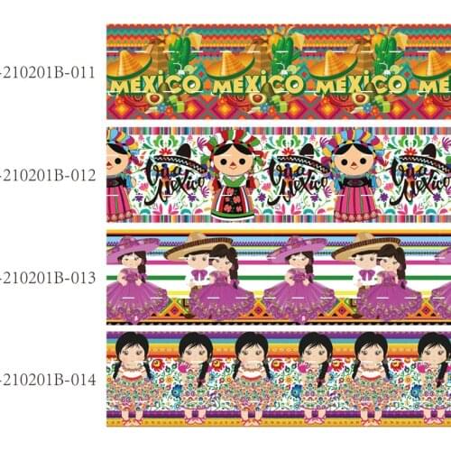 50 yards/lot) New arrival 38mm 75mm Mexico VIVA printed grosgrain ribbon