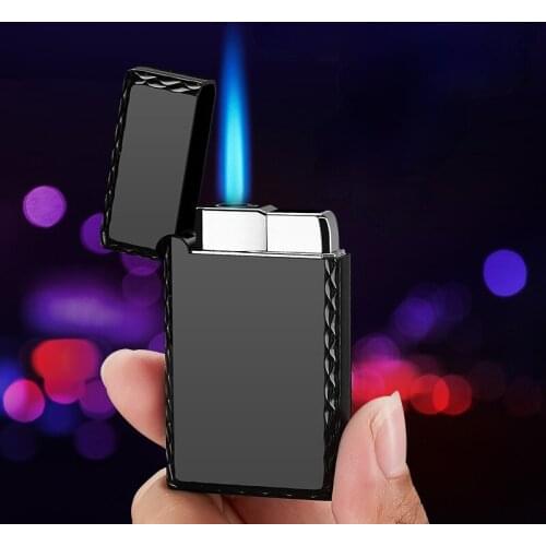 Inflatable Lighter Steel Tone Loud Sound Straight Into The Blue Flame Windproof Lighter Smoking Accessories Good Gift for Men