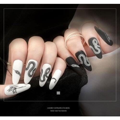 New Japanese Style Dark Series Snake Nail Stickers 3D Transfer Seamless Nail Art Stickers Nail Art Decoration Halloween Accesso