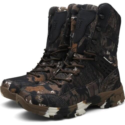Field Combat Training High-Top Camo Tactical Boots Spring Autumn Outdoor Climbing Hunting Waterproof Non-slip Army Shoes 47 Size
