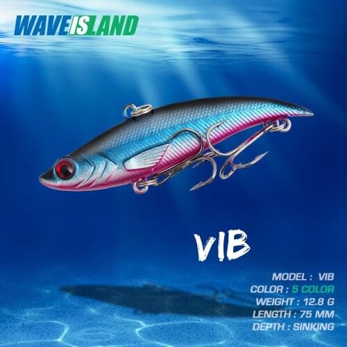 WAVEISLAND Vib Fishing Lure 7.5cm/12.8g Lifelike Hard Bait Bass Fishing Tackle Bait Saltwater Lure Trout Isca Artificial Wobbler