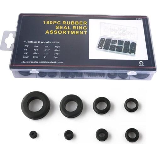 180pcs/set Rubber Grommet Gasket For Protects Wire Cable Hose Custom Part Rubber Seal Assortment Set