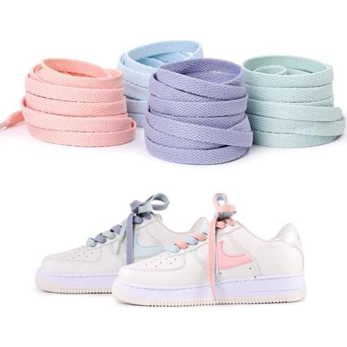 1Pair 120/140/160Cm Fashion Shoelaces Classic Jelly Color Flat Polyester Shoe Laces Cute Pink Color Elastic Shoelaces Hot
