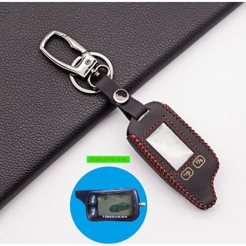 Stylish 100% Leather Fob Key Case For Tomahawk TZ-9030 TZ9020 TZ7010 H1 H2 Two-way Car Alarm System