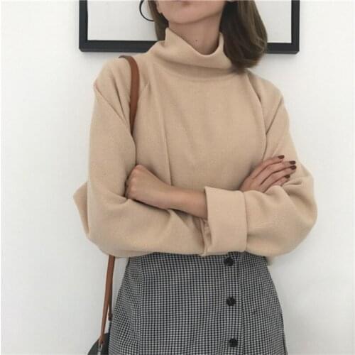 Turtleneck Sweater For Women Spring Autumn Knitted Jumper Casual Loose Long Sleeve Lazy Style Korean Jacket Pullover Female C034