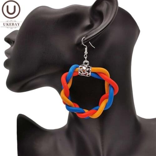 UKEBAY NEW Multicolor Handmade Earrings Women Boho Drop Earrings Ethnic Style Rubber Jewelry Statement Ear Accessories Earring