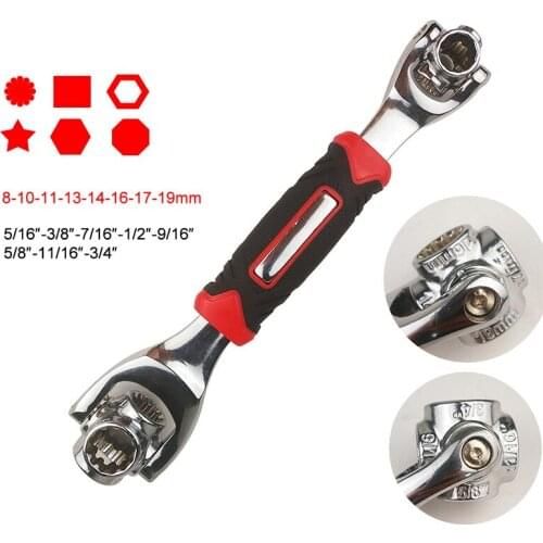 48 in1 Multipurpose Bolt Wrench 360 Degree 6-Point Universial Furniture Car Repair 250mm otary Spanner with Spline Bolts